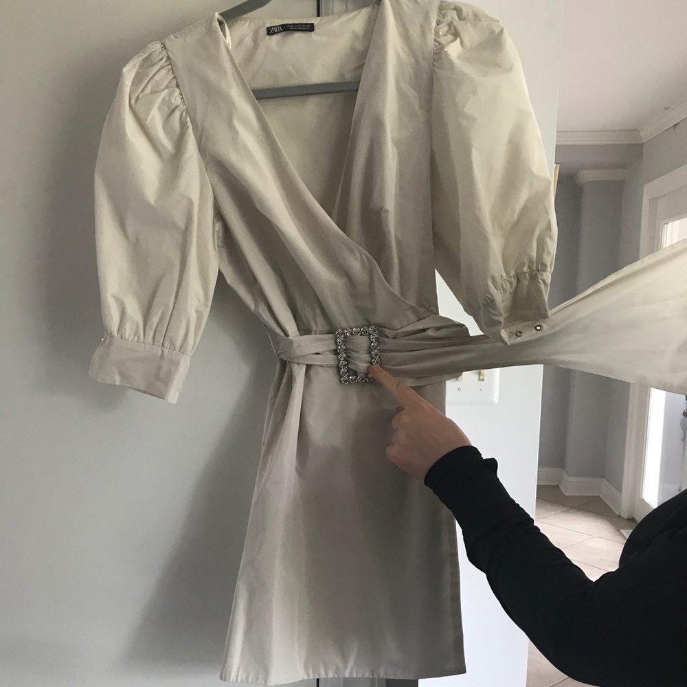 Zara belted voluminous dress